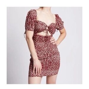 Eggie Urban Outfitters Mini Dress Size XS Cut Out Leopard Print